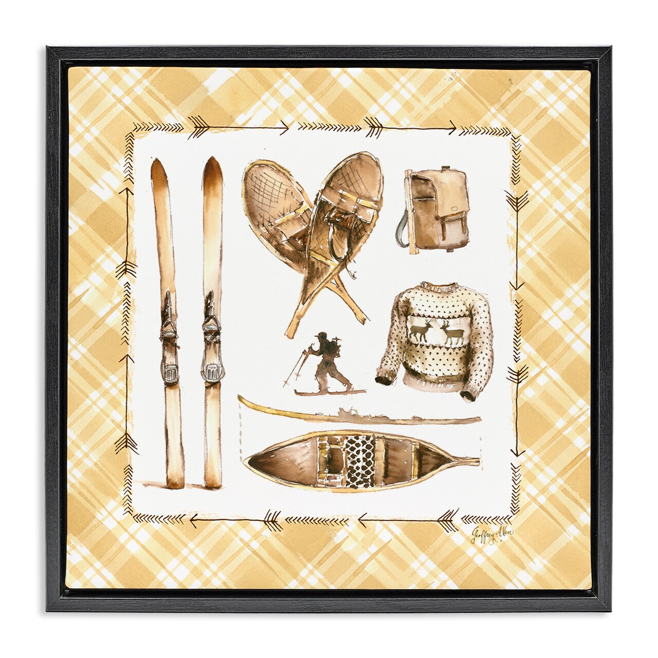 Stupell Industries Cozy Winter Sports Framed Floater Canvas Wall Art Design by Geoff Allen